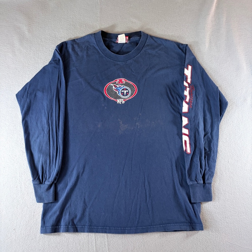NFL Tennessee Titans Mens Medium Navy Blue Long Sleeve Graphic T-Shirt Football‎